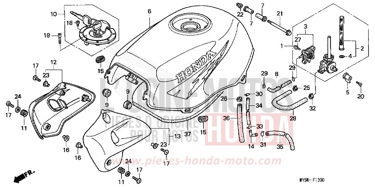KRAFTSTOFFTANK von CB1300 Super Bold'or ABS PROCYON RED METALLIC (R203) von 1997
